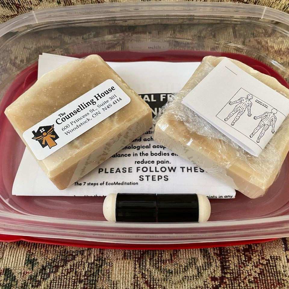 two bars of EFT soap wrapped in clear cellophane
